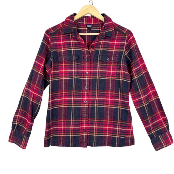 PATAGONIA Long-Sleeved Fjord Plaid Button Down Organic Flannel Shirt Women's 4 - Picture 1 of 13